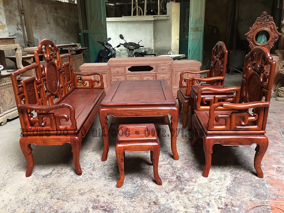 Bộ bàn ghế Móc Mỏ gỗ Hương Đỏ Lào - Đơn giản mà đẳng cấp