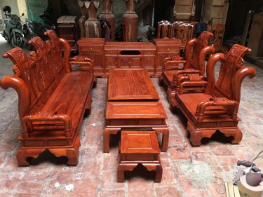 Bộ bàn ghế Tần Thủy Hoàng gỗ Hương đá