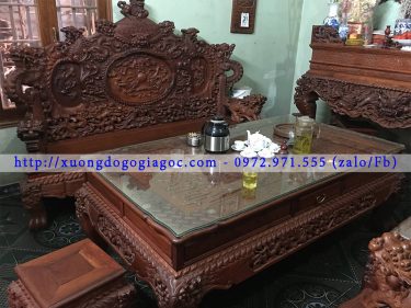 Bộ Rồng Đỉnh 12 món gỗ Hương đỏ Lào