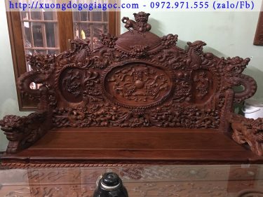 Ghế dài (đoản) bộ Rồng Đỉnh 12 món gỗ Hương đỏ Lào