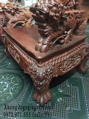 Bộ bàn ghế Rồng đỉnh hương đỏ Lào