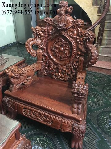 Ghế Rồng Đỉnh 12 món gỗ Hương đỏ Lào