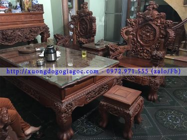 Bộ bàn ghế Rồng đỉnh hương đỏ Lào