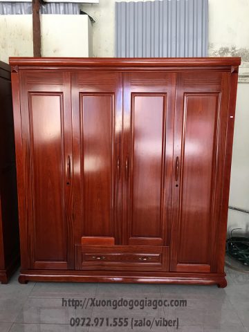 Tủ quần áo 4 cánh gỗ xoan đào