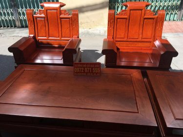 Bộ bàn ghế Âu Á Hộp chương cuốn thư gỗ Hương đá vân VIP 6 món