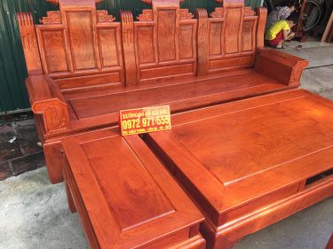 Bộ bàn ghế Âu Á Hộp chương cuốn thư gỗ Hương đá vân VIP 6 món