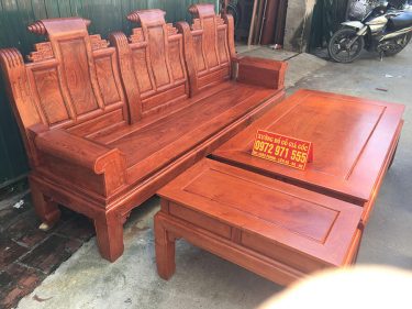 Bộ bàn ghế Âu Á Hộp chương cuốn thư gỗ Hương đá vân VIP 6 món