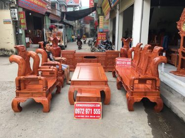 Bộ ghế Tần Thủy Hoàng 6 món cột 14 gỗ Hương Đá