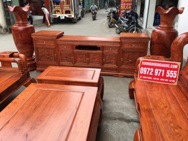 Bộ ghế Tần Thủy Hoàng 6 món cột 14 gỗ Hương Đá