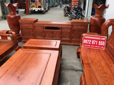 Bộ ghế Tần Thủy Hoàng 6 món cột 14 gỗ Hương Đá