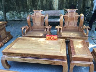 Bộ bàn ghế tần thuỷ hoàng gỗ gõ đỏ 6 món cột 12