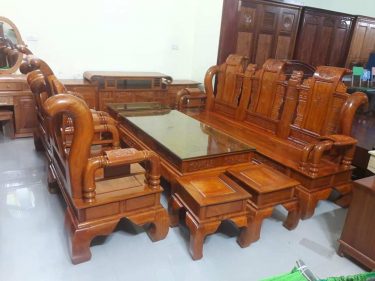 Bộ bàn ghế tần thuỷ hoàng gỗ gõ đỏ đã PU