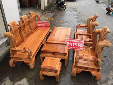 Bộ tần thuỷ hoàng gõ đỏ cột 12 mộc chưa PU