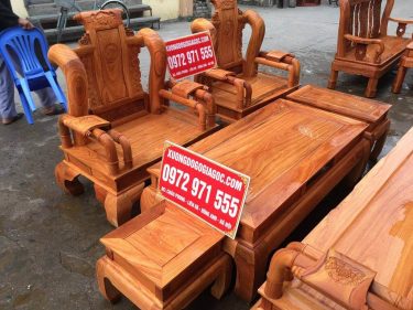 Bộ tần thuỷ hoàng gõ đỏ cột 12 mộc chưa PU