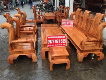 Bộ tần thuỷ hoàng gõ đỏ cột 12 mộc chưa PU