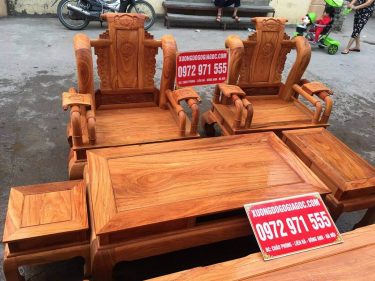 Bộ tần thuỷ hoàng gõ đỏ cột 12 mộc chưa PU