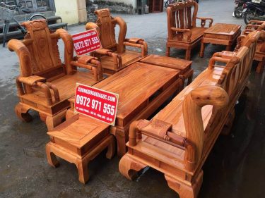 Bộ tần thuỷ hoàng gõ đỏ cột 12 mộc chưa PU