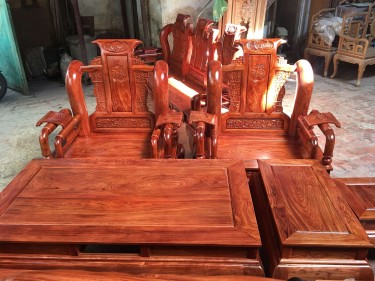 Bộ bàn ghế Tần Thủy Hoàng 6 món tay cột 14 hương đá