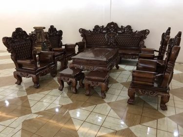 Bộ bàn ghế Hoàng gia gỗ Mun đuôi công