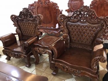 Bộ ghế Hoàng gia gỗ Mun đuôi công