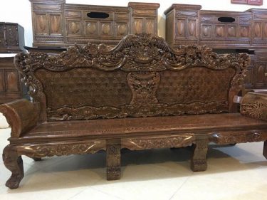 Bộ bàn ghế Hoàng gia gỗ Mun đuôi công