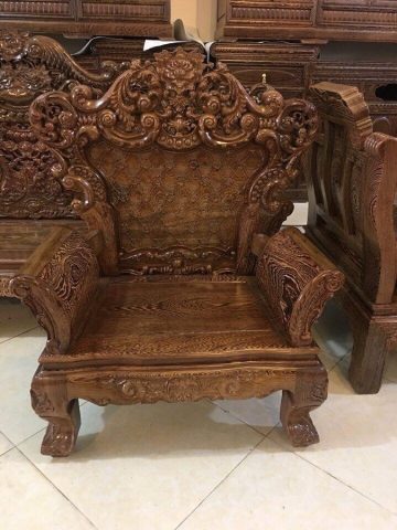 Bộ ghế Hoàng gia gỗ Mun đuôi công