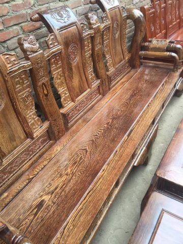 Bộ bàn ghế Tần Thủy Hoàng gỗ Mun đuôi công vân cực đẹp