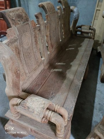 Bộ bàn ghế Tần Thủy Hoàng mun đuôi công hàng mộc