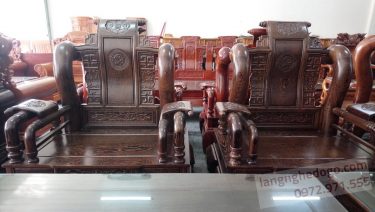 Bộ bàn ghế Tần Thủy Hoàng gỗ Mun đuôi công vân cực đẹp