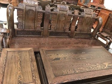 Bộ Tần Thủy Hoàng gỗ Mun đuôi công vân cực đẹp