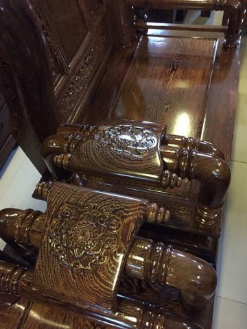 Bộ bàn ghế Tần Thủy Hoàng gỗ Mun đuôi công vân cực đẹp