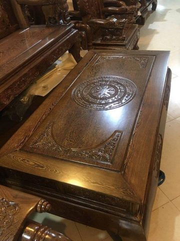 Bộ ghế Tần Thủy Hoàng gỗ Mun đuôi công vân cực đẹp