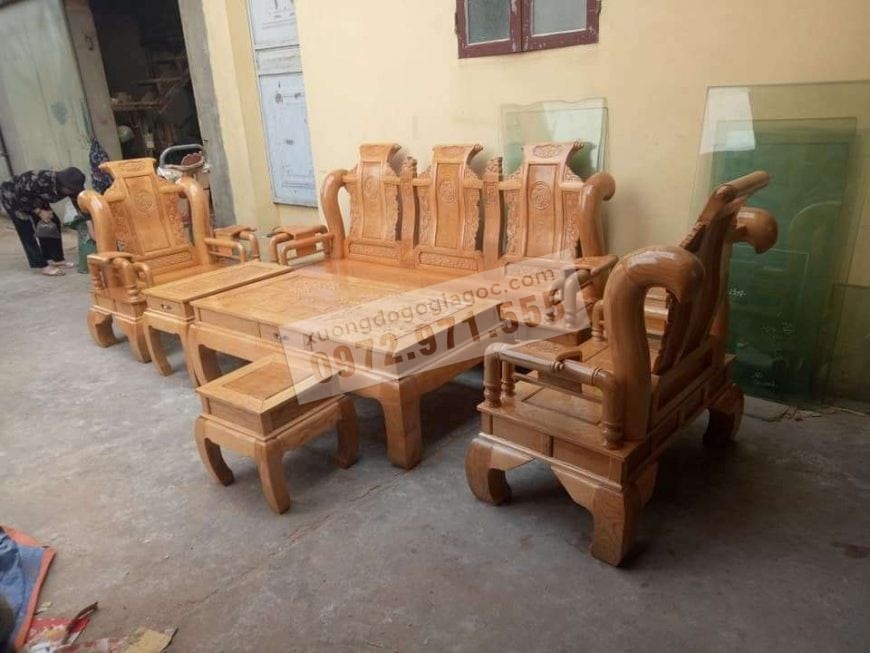Bộ ghế Tần Thủy Hoàng tay 12 gỗ sồi Nga