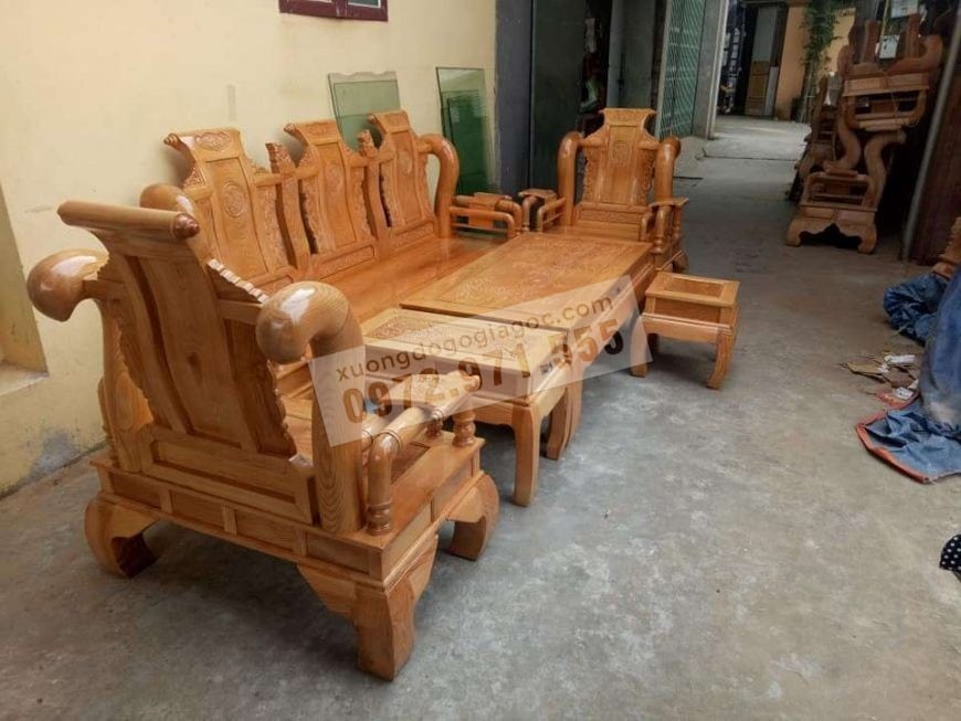Bộ ghế Tần Thủy Hoàng tay 12 gỗ sồi Nga