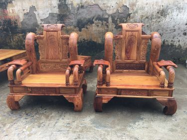 Bộ ghế Tần Thuỷ Hoàng tay 14 gỗ Hương vân