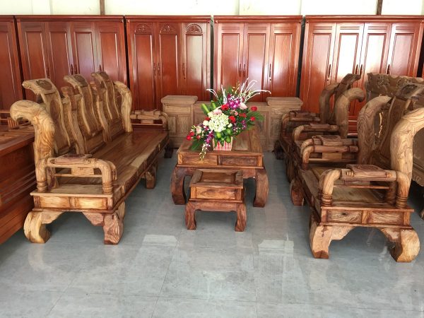 Bộ bàn ghế Tần Thuỷ Hoàng tay 14 gỗ Hương vân