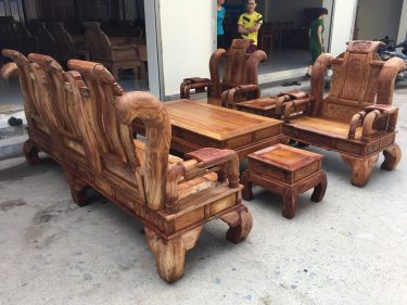 Bộ bàn ghế Tần Thuỷ Hoàng tay 14 gỗ Hương vân