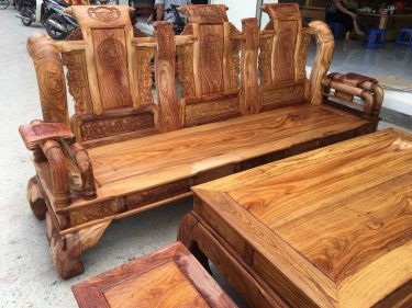 Bộ ghế Tần Thuỷ Hoàng tay 14 gỗ Hương vân