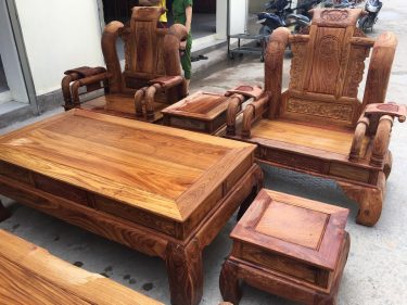 Bộ ghế Tần Thuỷ Hoàng tay 14 gỗ Hương vân
