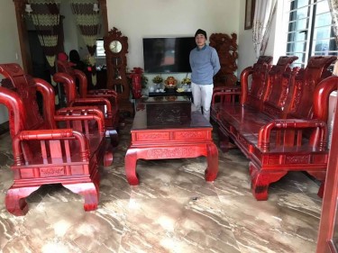 Bộ bàn ghế Tần Thủy Hoàng gỗ hương đỏ Nam Phi