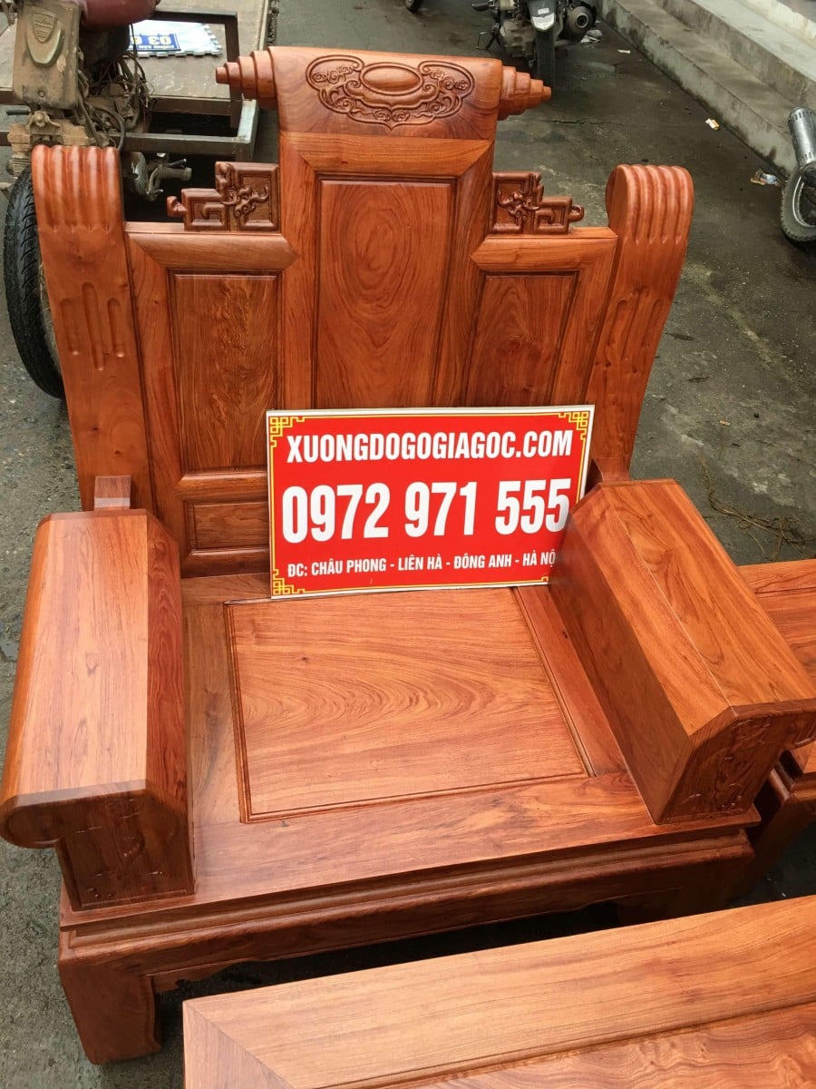 Bộ ghế tay hộp 6 món mẫu Âu Á chương cuốn thư gỗ hương đá