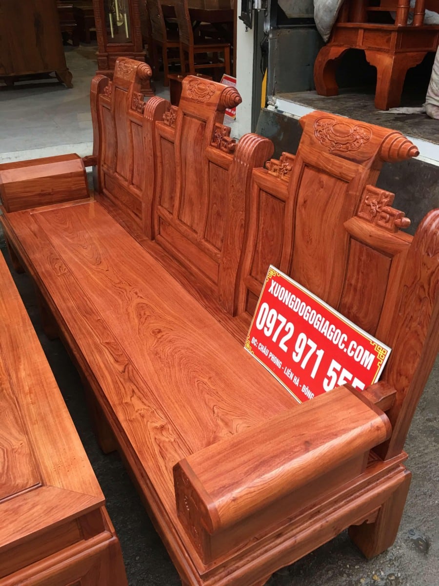 Bộ bàn ghế tay hộp 6 món mẫu Âu Á chương cuốn thư gỗ hương đá