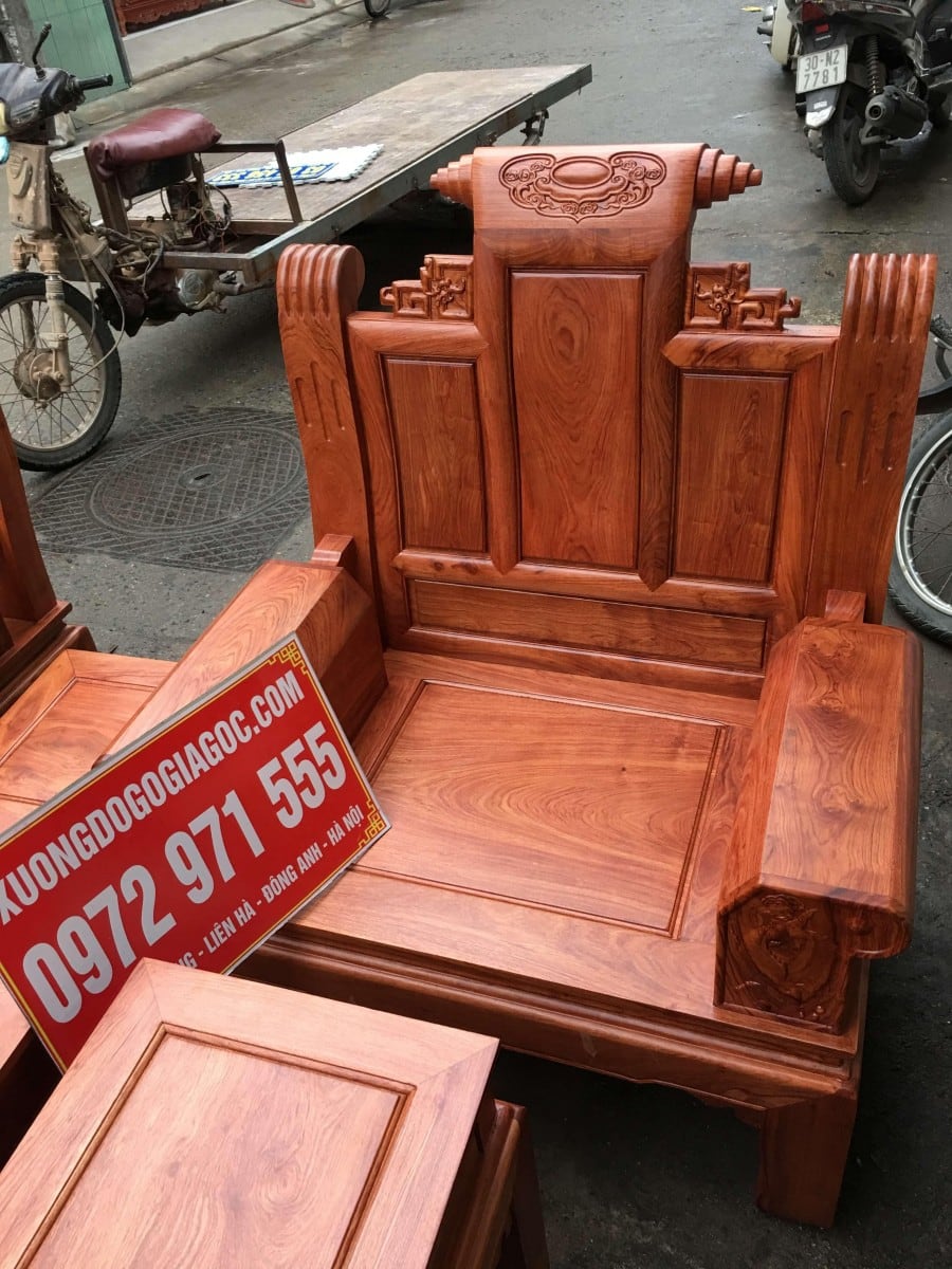 Bộ ghế tay hộp 6 món mẫu Âu Á chương cuốn thư gỗ hương đá