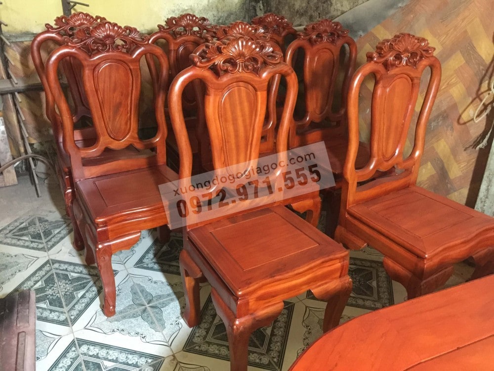 gia bộ bàn ăn 8 ghế gỗ gõ đỏ
