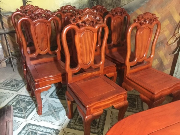 Bộ bàn ghế ăn gỗ gõ đỏ