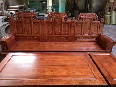 Bộ 6 món bàn ghế Âu Á tay hộp chương Voi gỗ hương đá (chú Hòa, Hải Phòng)