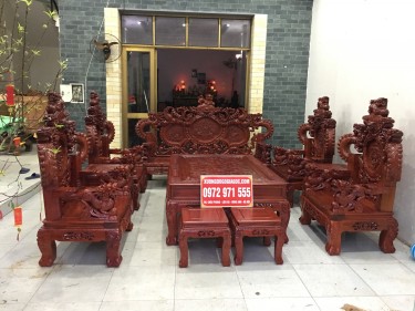 Bộ Minh Quốc Nghê Đỉnh Rồng Khuỳnh tay 12 bộ 12 món gỗ Hương Đỏ Việt Nam