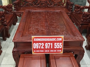 Bộ Minh Quốc Nghê Đỉnh Rồng Khuỳnh tay 12 bộ 12 món gỗ Hương Đỏ Việt Nam