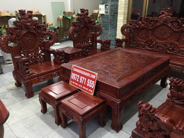 Bộ Minh Quốc Nghê Đỉnh Rồng Khuỳnh tay 12 bộ 12 món gỗ Hương Đỏ Việt Nam