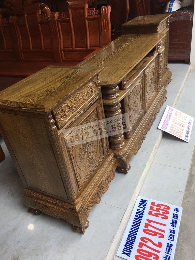 kệ tivi cột nho gỗ mun